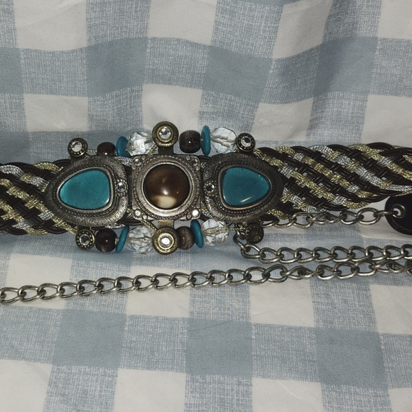 Accessories - Braided, Chain Bohemian Belt, Beaded AndTurquoise Feature Accents